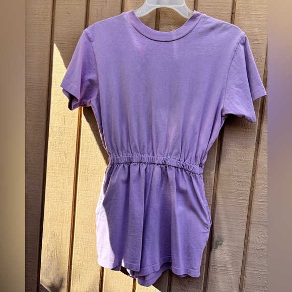 NWOT LOS ANGELES APPAREL GARMENT DYE T-SHIRT ROMPER In Lavender Sz Small - Picture 6 of 13